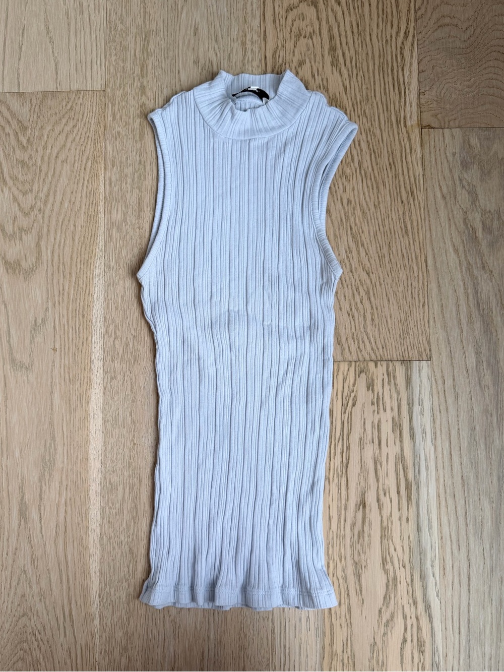 Vince Baby Blue Ribbed Mock-Neck Sleeveless Tank